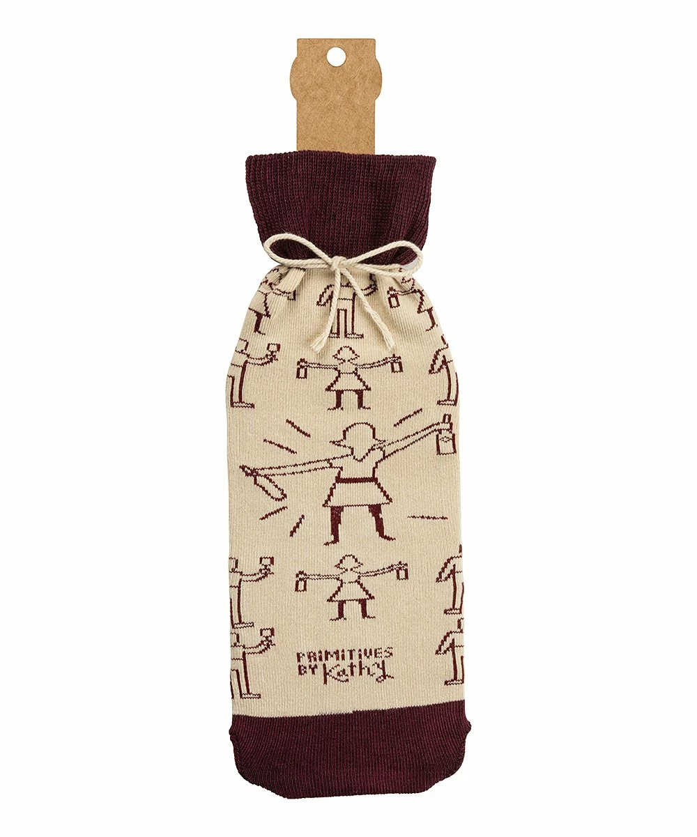 Primitives by Kathy | Cream 'Wine Alone' Bottle Cover - Image 4