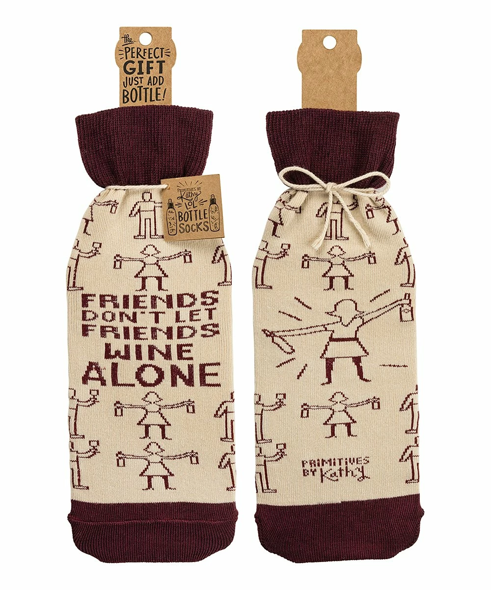 Primitives by Kathy | Cream 'Wine Alone' Bottle Cover - Image 5