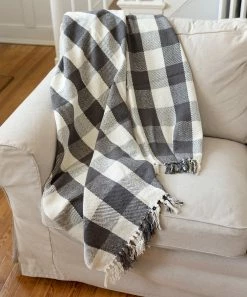 Primitives by Kathy | Gray & Cream Buffalo Check Throw Blanket