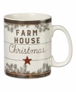 Primitives by Kathy | Cream & Brown 'Farmhouse Christmas' Pine Star Animal Stack Mug