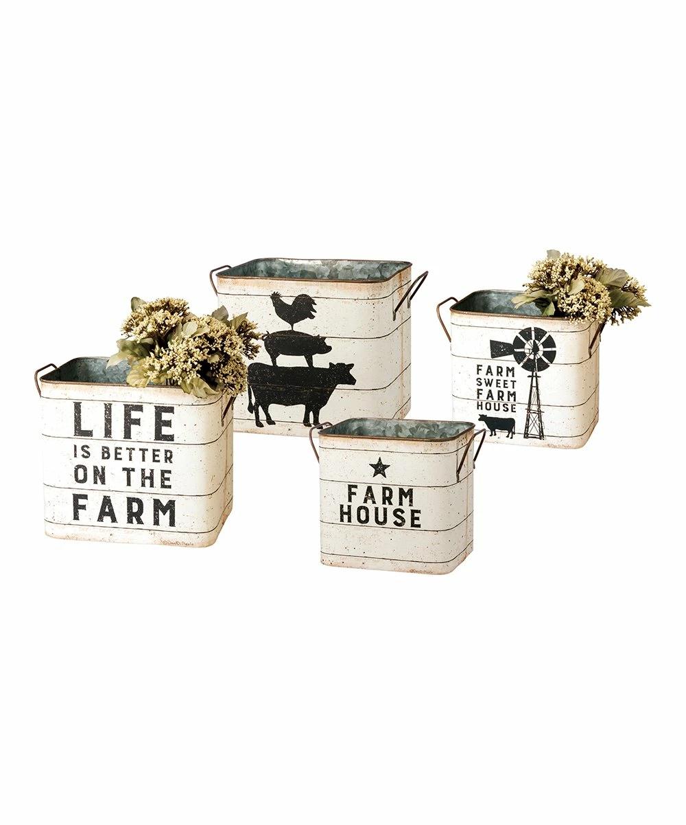 Primitives by Kathy | Farmhouse Tin Bucket - Set of Two