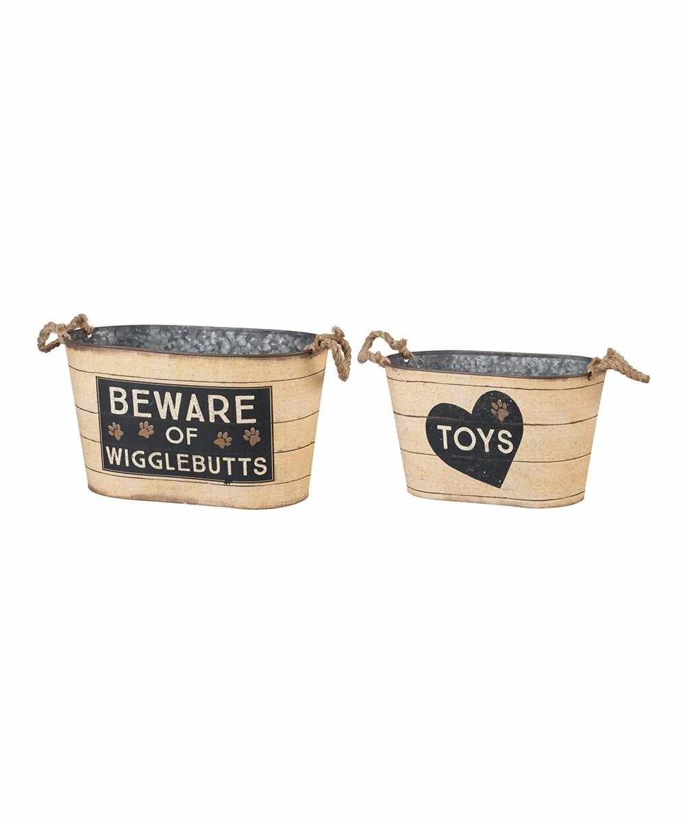 Primitives by Kathy | Beige 'Toys' Heart Bin - Set of Two