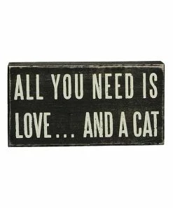 Primitives by Kathy | 'Love & a Cat' Block Sign