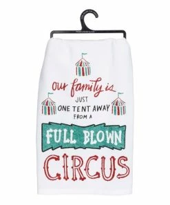 Primitives by Kathy | White 'Full Blown Circus' Dish Towel
