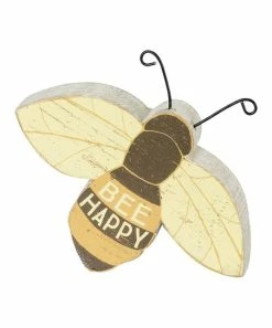 Primitives by Kathy | Yellow & Brown 'Bee Happy' Bee-Shaped Block Sign