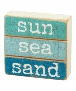 Primitives by Kathy | 'Sun Sea Sand' Slat Block Sign
