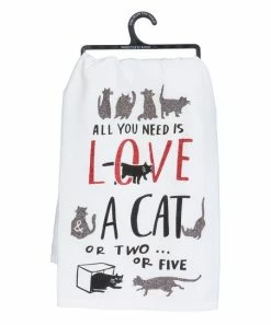 Primitives by Kathy | White 'All You Need Is Love and a Cat' Dish Towel