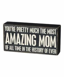 Primitives by Kathy | Black & White 'Amazing Mom' Block Sign