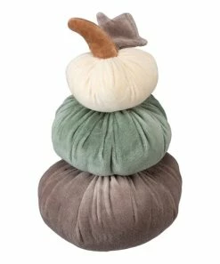 Primitives by Kathy | Gray & Sage Velvet Pumpkin Stack