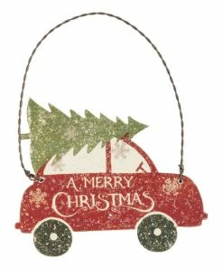 Primitives by Kathy | Tree Car 'A Merry Christmas' Ornament