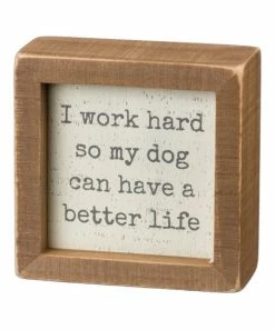 Primitives by Kathy | Cream & Brown 'Work Hard' Inset Box Sign