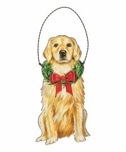 Primitives by Kathy | Golden Retriever & Wreath Ornament