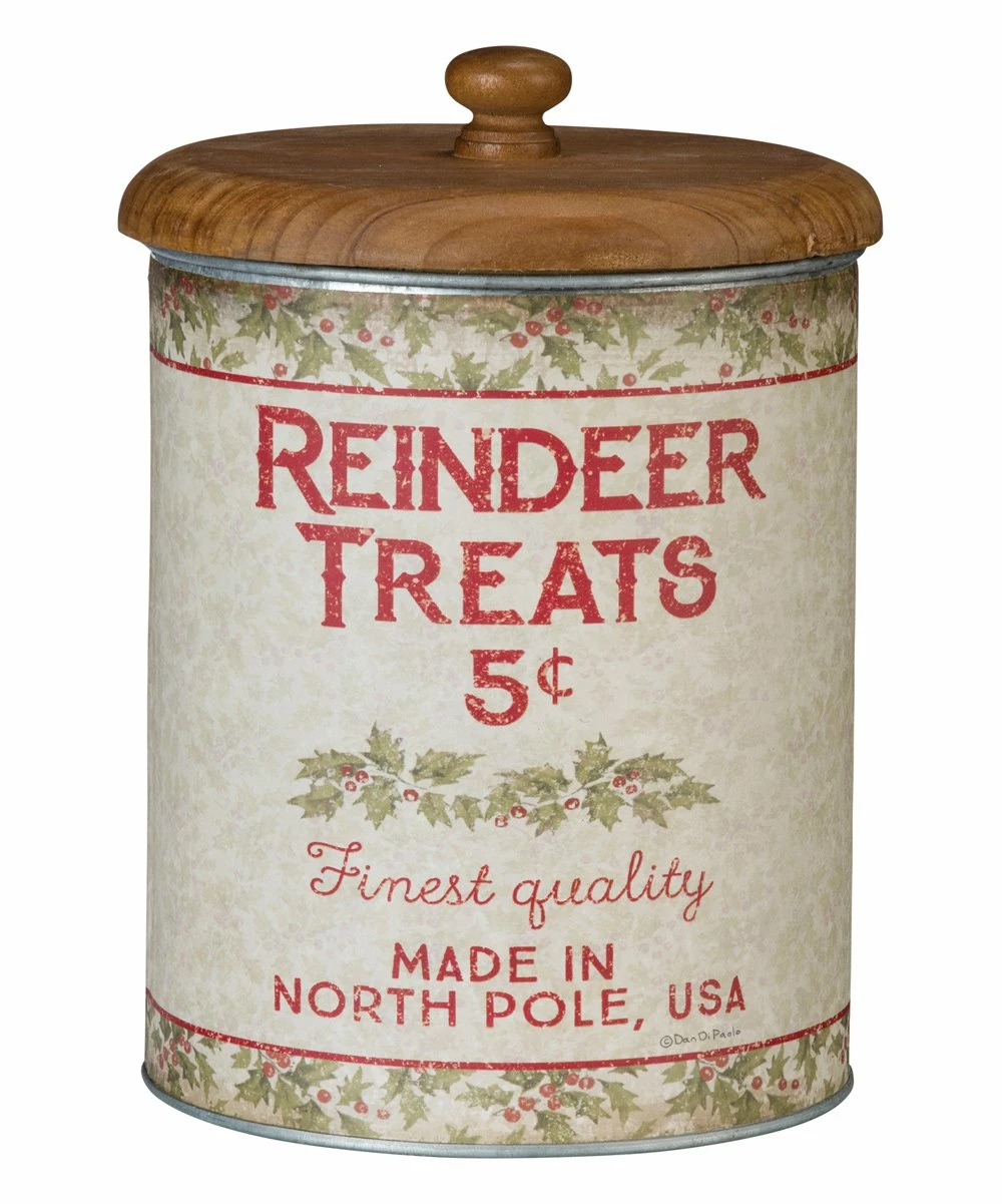 Primitives by Kathy | White & Red 'Reindeer Treats' Canister