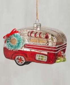 Primitives by Kathy | Red Camper & Wreath Glass Ornament