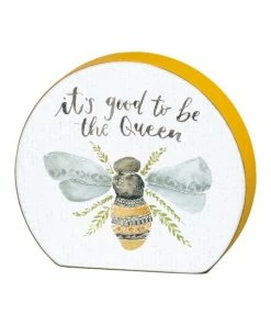 Primitives by Kathy | White & Yellow 'It's Good to Be the Queen' Block Sign