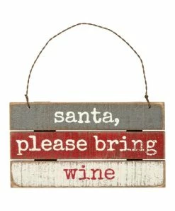 Primitives by Kathy | Red & White 'Santa Please Bring Wine' Wall Sign