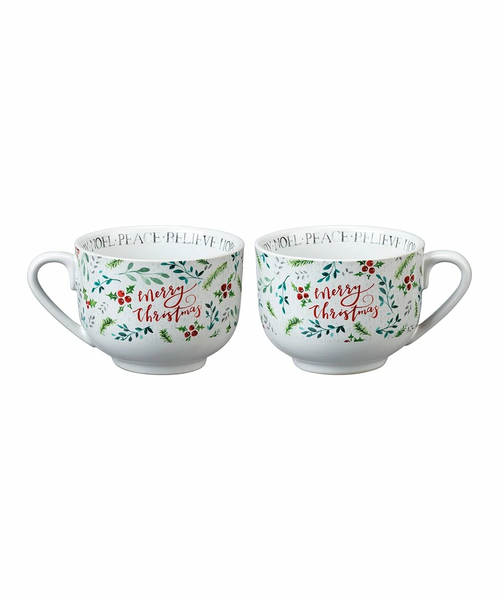 Primitives by Kathy | White & Red 'Merry Christmas' Holly Mug - Image 2