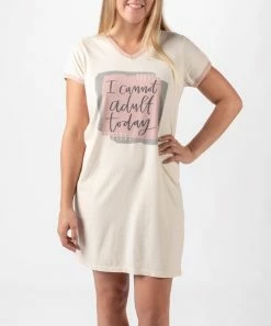 Primitives by Kathy | White & Pink 'I Cannot Adult Today' V-Neck Sleep Dress - Juniors