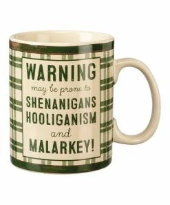 Primitives by Kathy | Cream & Green Plaid 'Shenanigans' Mug