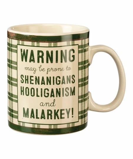 Primitives by Kathy | Cream & Green Plaid 'Shenanigans' Mug
