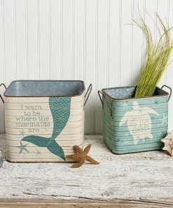 Primitives by Kathy | White & Blue 'Our Happy Place' Bin - Set of Two