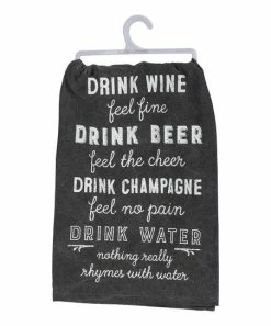 Primitives by Kathy | Black & White 'Nothing Really Rhymes With Water' Dish Towel