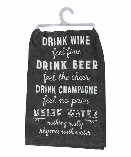 Primitives by Kathy | Black & White 'Nothing Really Rhymes With Water' Dish Towel