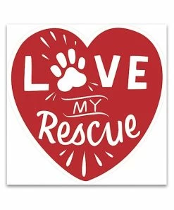 Primitives by Kathy | Red 'Love My Rescue' Car Magnet