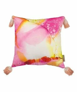 Primitives by Kathy | Pink & Yellow Tie-Dye 'Life is Beautiful' Throw Pillow