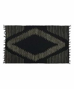 Primitives by Kathy | Black & White Diamond Fringe-Accent Rug