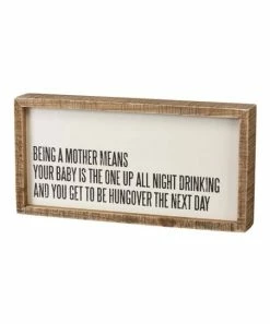 Primitives by Kathy | White Faded 'Being a Mother' Inset Block Sign