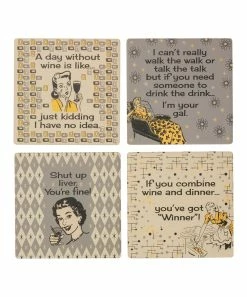 Primitives by Kathy | Beige & Gray 'Wine' Coaster - Set of Four