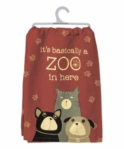 Primitives by Kathy | Red 'It's Bascially a Zoo in Here' Cat & Dog Dish Towel