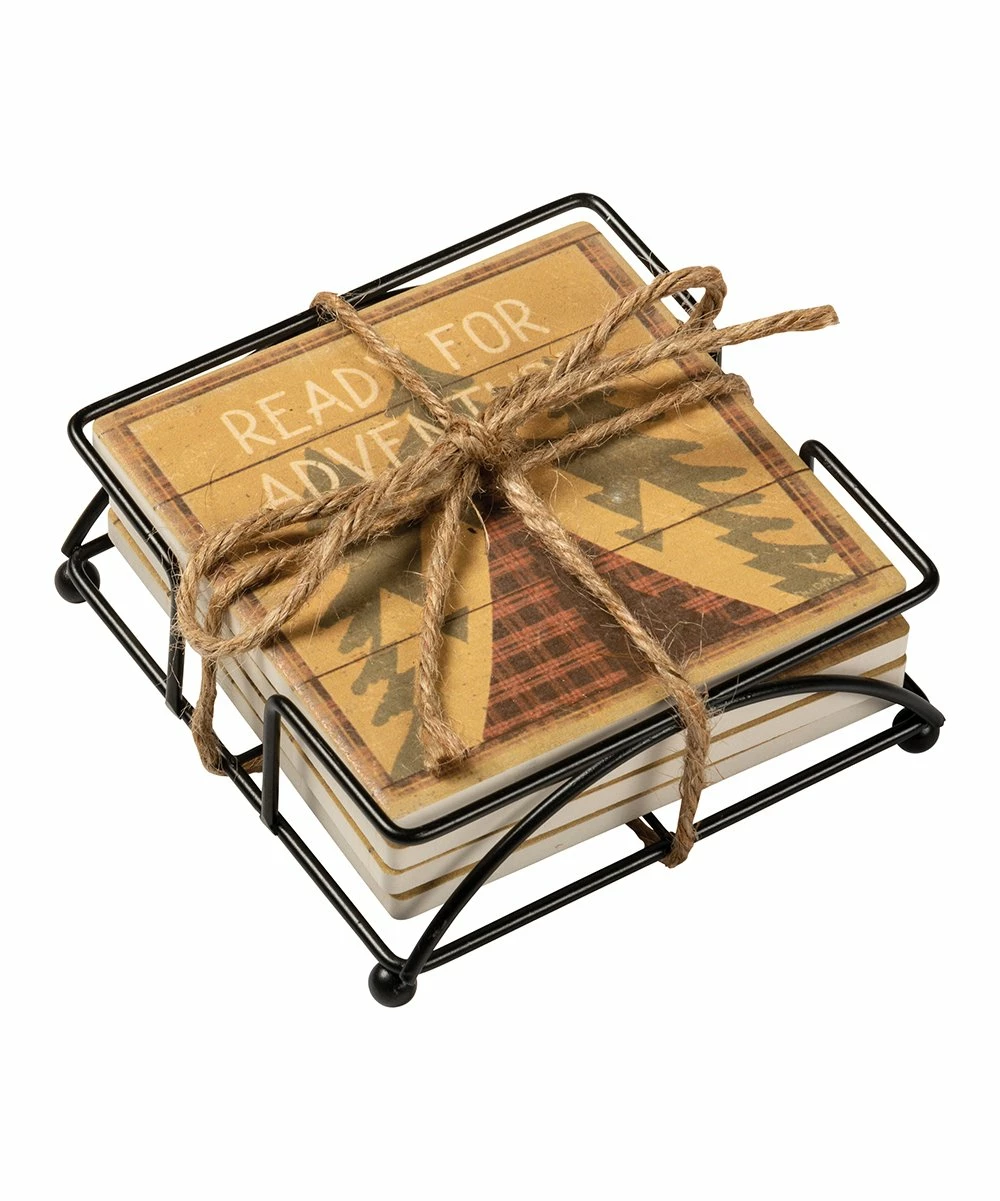 Primitives by Kathy | Brown Camp Coaster - Set of Four - Image 2