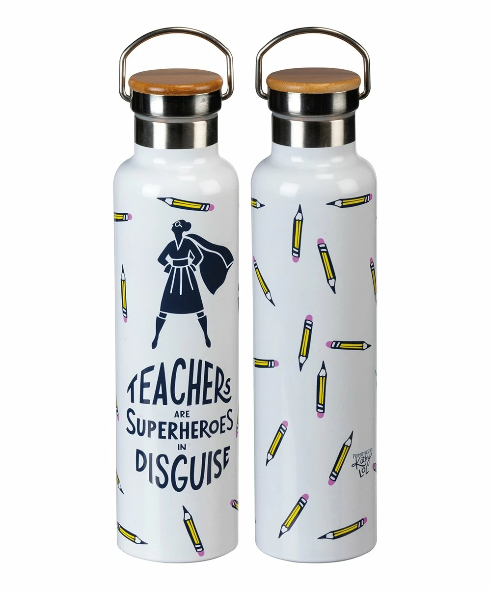 Primitives by Kathy | White 'Teachers Are Superheroes' Insulated 25-Oz. Water Bottle - Image 2