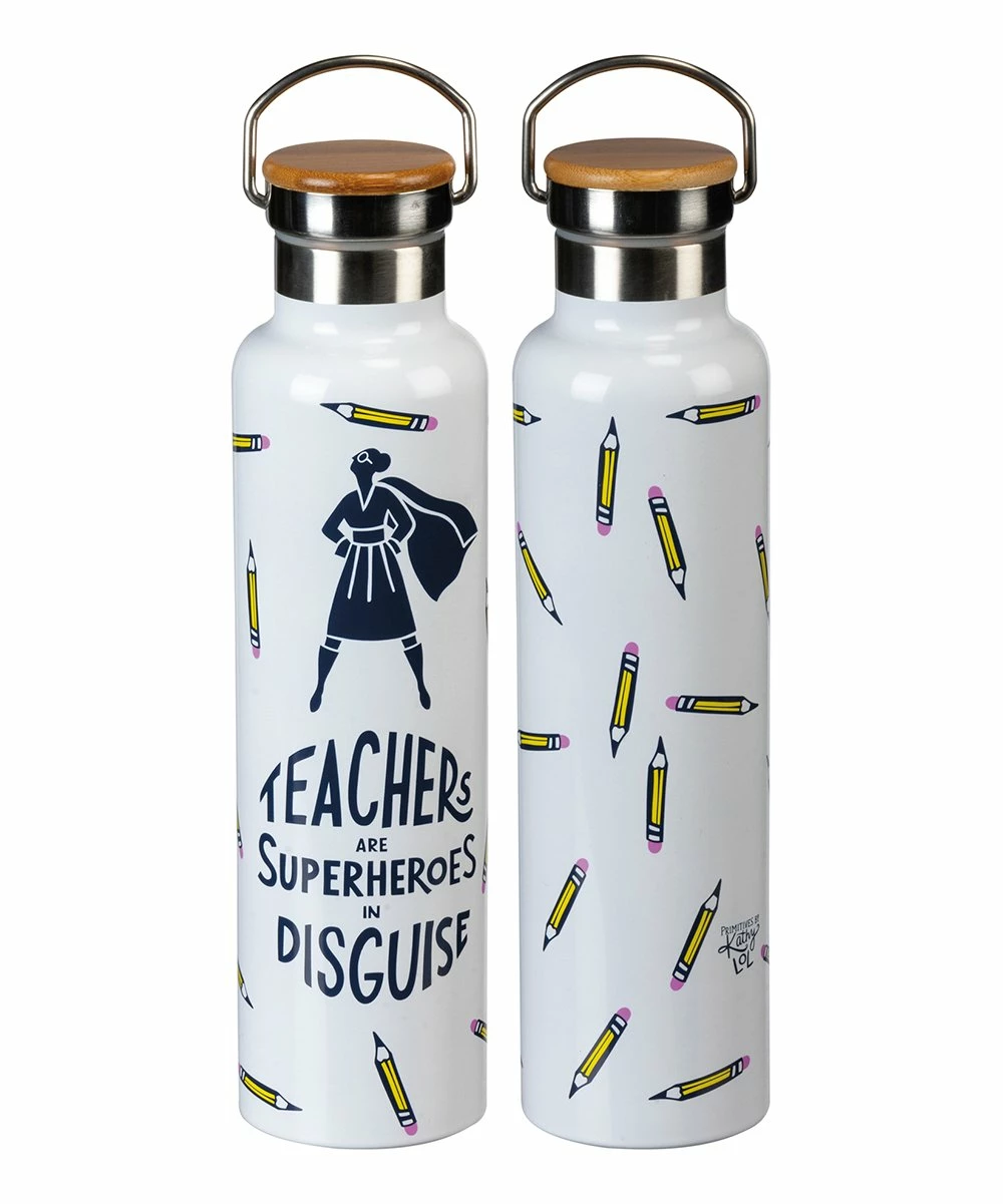 Primitives by Kathy | White 'Teachers Are Superheroes' Insulated 25-Oz. Water Bottle - Image 3
