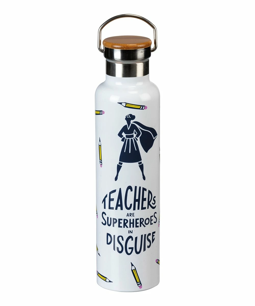 Primitives by Kathy | White 'Teachers Are Superheroes' Insulated 25-Oz. Water Bottle