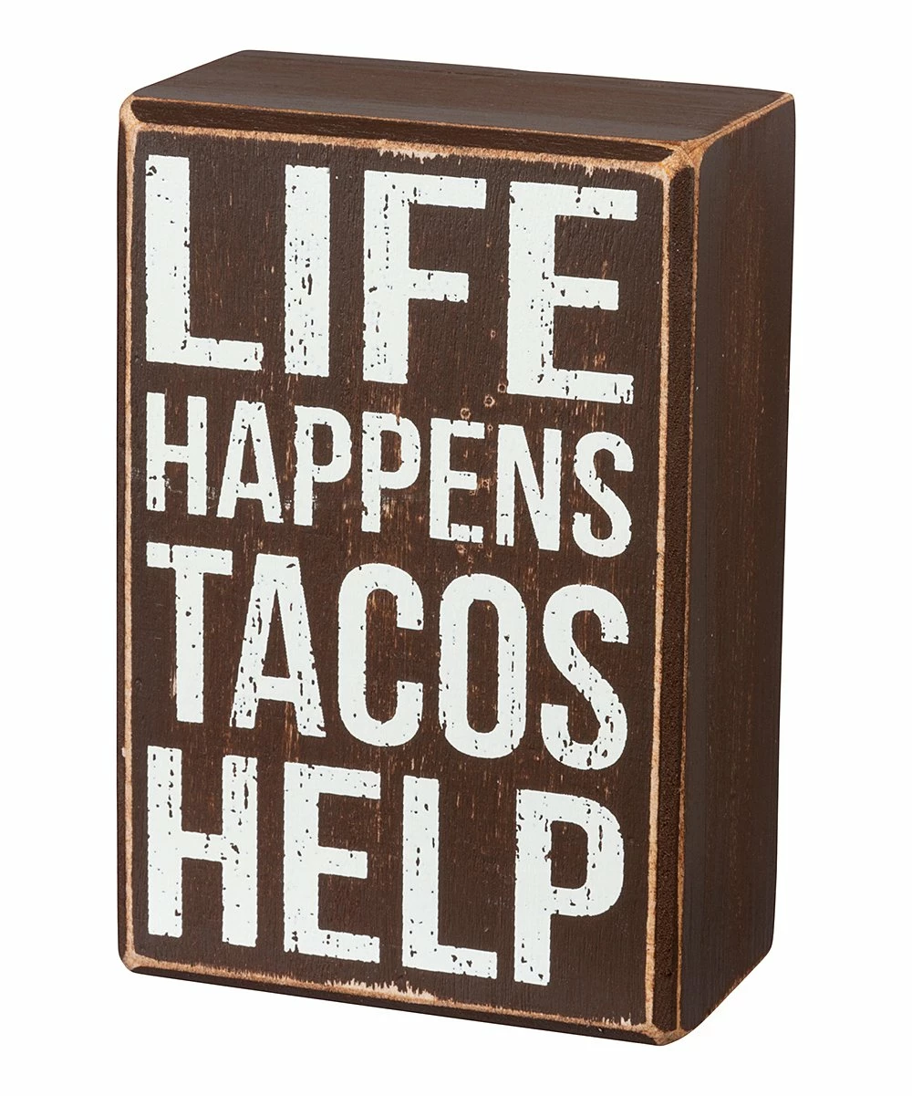 Primitives by Kathy | Brown 'Life Happens' Block Sign & Red Taco Socks - Adult - Image 4