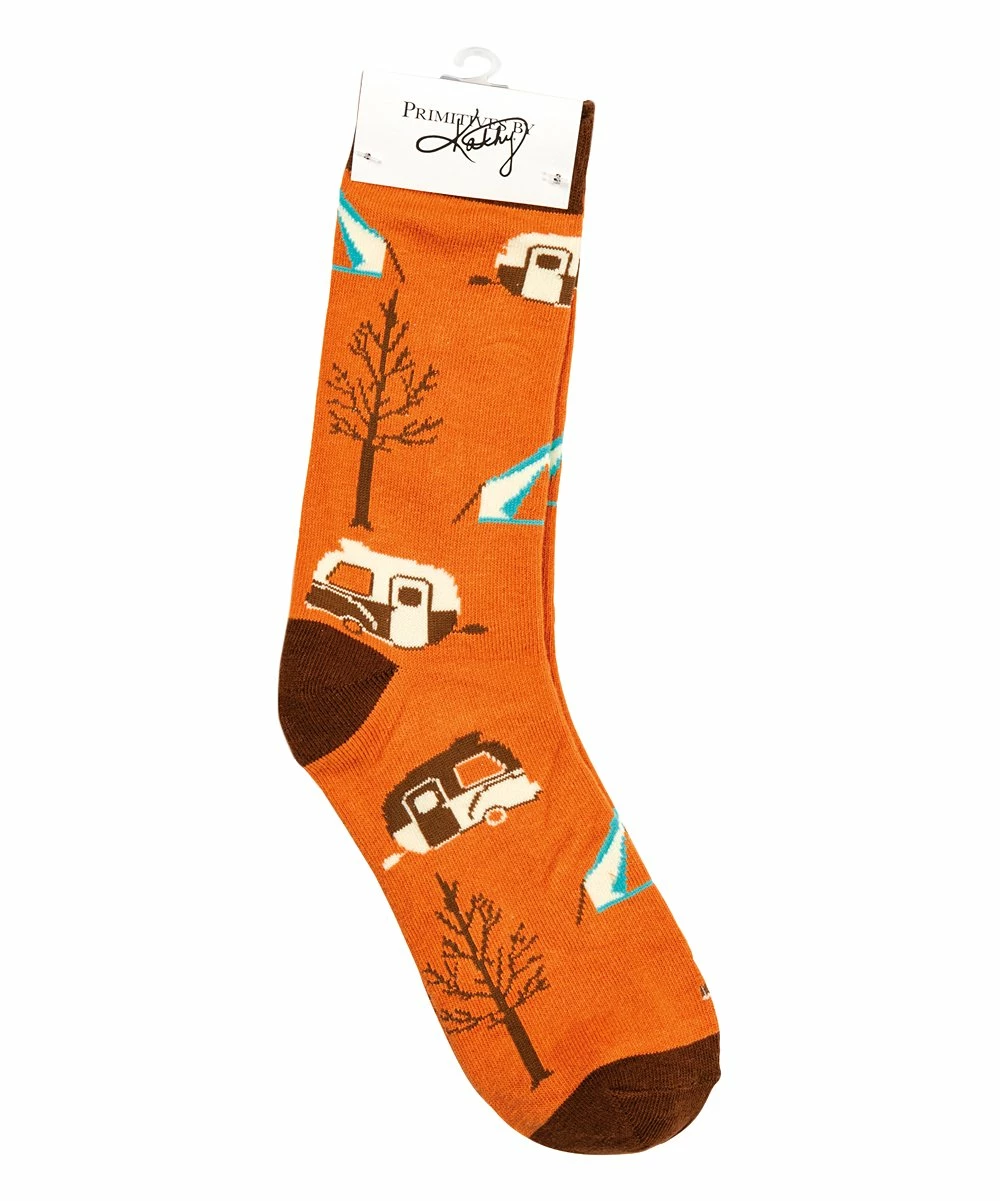 Primitives by Kathy | Orange Camping Block Sign & Socks Set - Adult - Image 2