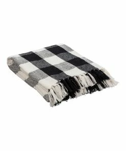 Primitives by Kathy | Black & White Buffalo Check Fringe Throw