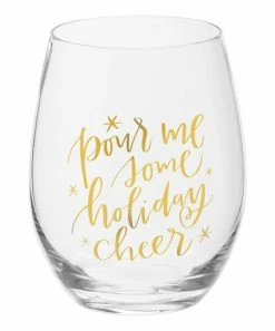 Primitives by Kathy | Gold 'Pour Me Some Holiday Cheer' Stemless Wineglass