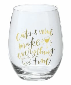 Primitives by Kathy | 'Cats and Wine' Stemless Wineglass