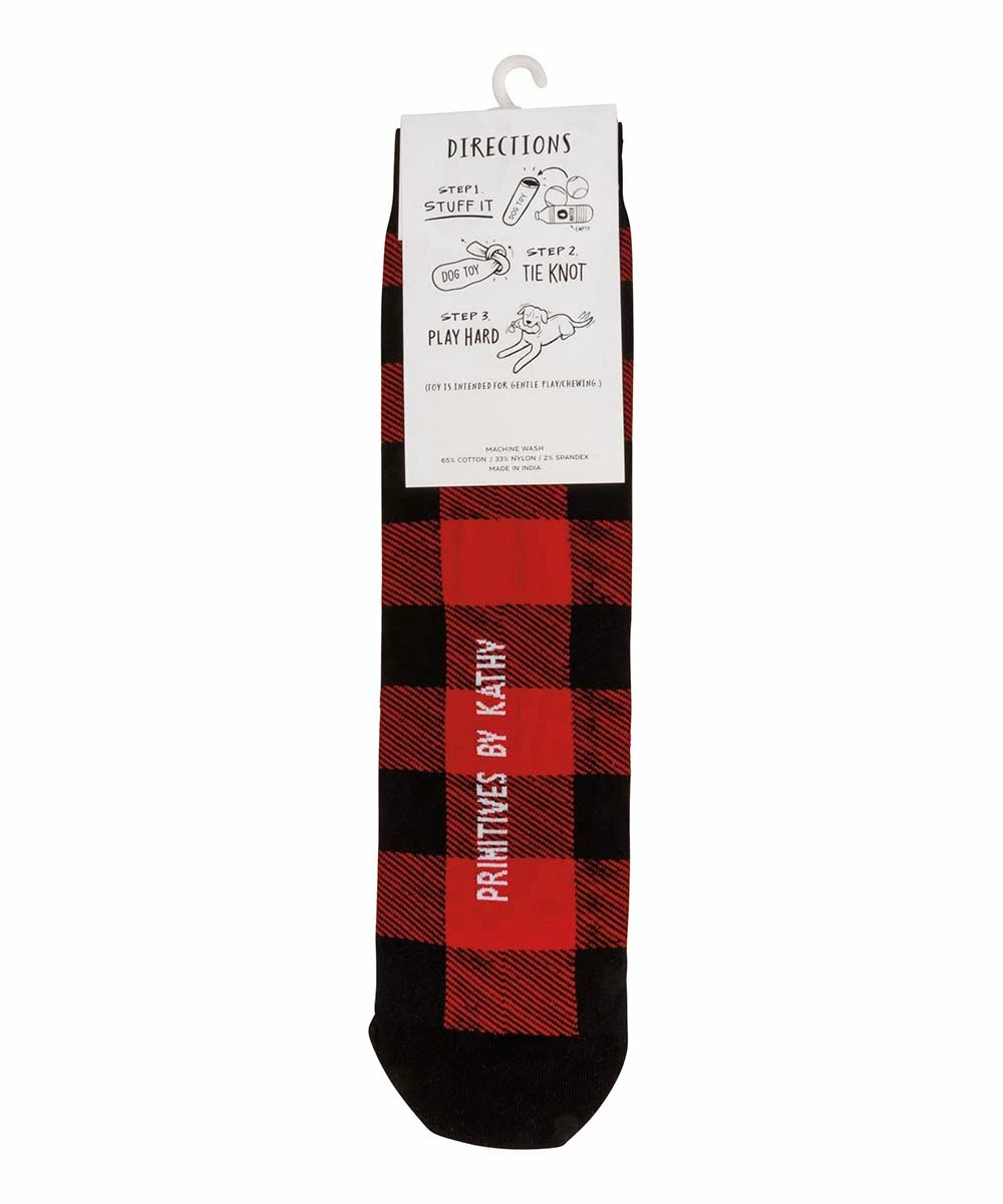 Primitives by Kathy | Red & Black Buffalo Plaid 'Love & A Toy' Sock Toy - Adult - Image 2