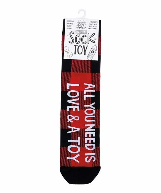 Primitives by Kathy | Red & Black Buffalo Plaid 'Love & A Toy' Sock Toy - Adult