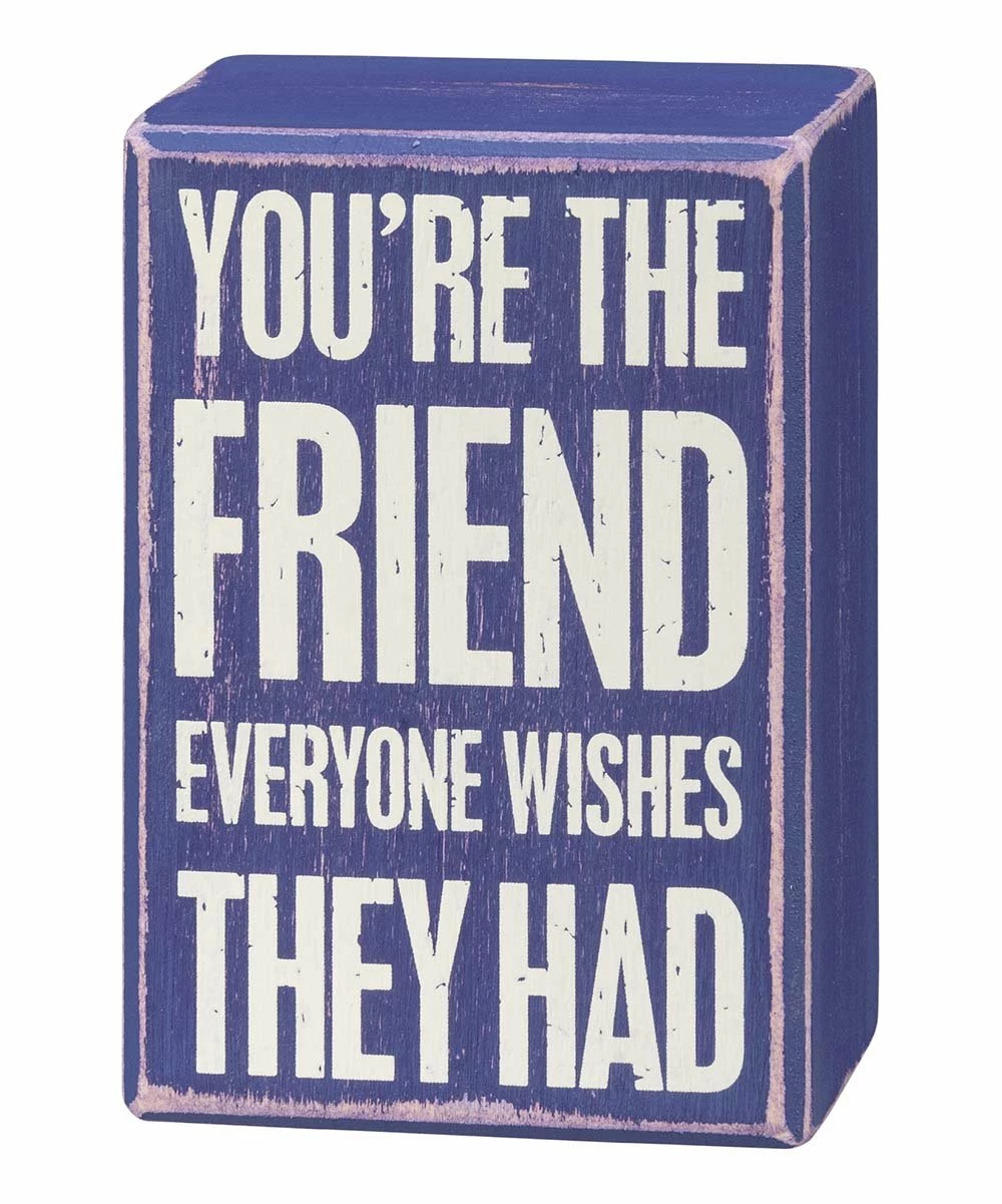 Primitives by Kathy | Purple 'You're the Friend' Box Sign & Blue Unicorn Socks Set - Adult - Image 2