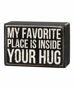 Primitives by Kathy | Black & White 'Favorite Place Hug' Box Sign