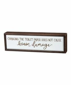 Primitives by Kathy | Brown & White 'Brain Damage' Plaque