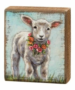 Primitives by Kathy | White Lamb Wreath Box Sign