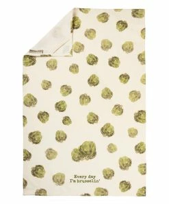 Primitives by Kathy | Green & White 'Every Day I'm Brusselin'' Dish Towel