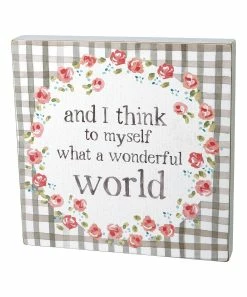 Primitives by Kathy | Pink & Black Plaid Floral 'And I Think' Box Sign